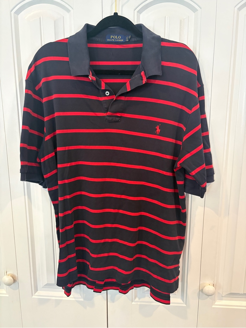 Polo Ralph Lauren navy and red stripe polo size large tall